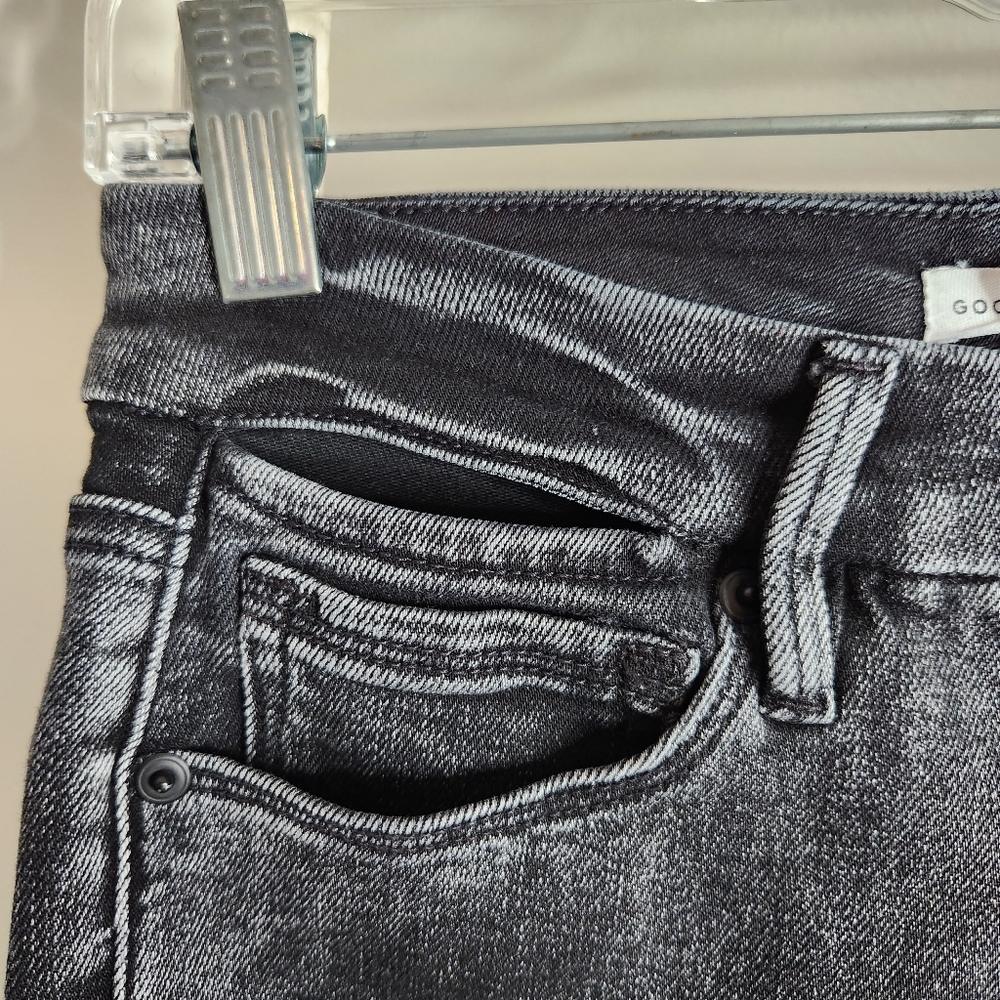 Good American Jeans womens 2/26 Black Good Waist Slit waistband skinny jeans - Picture 5 of 10